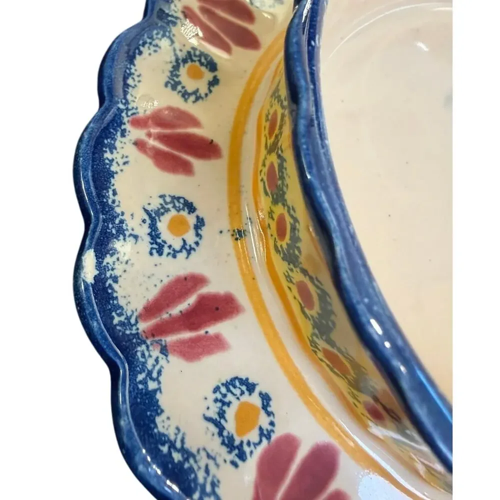 French Vire Faience Vintage Tray Teapot Cups Sugar Cream Covered Dish-9 PC Set - Picture 13 of 14